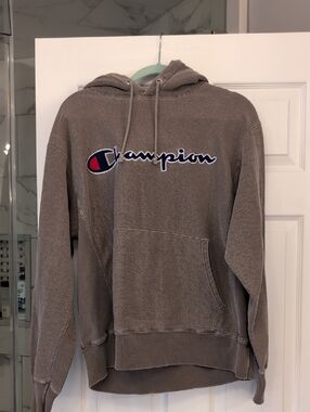 Champion Brown Washed Logo Hoodie